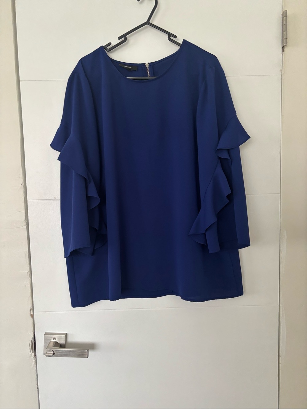 Alfani Royal Blue Ruffle Sleeve Blouse